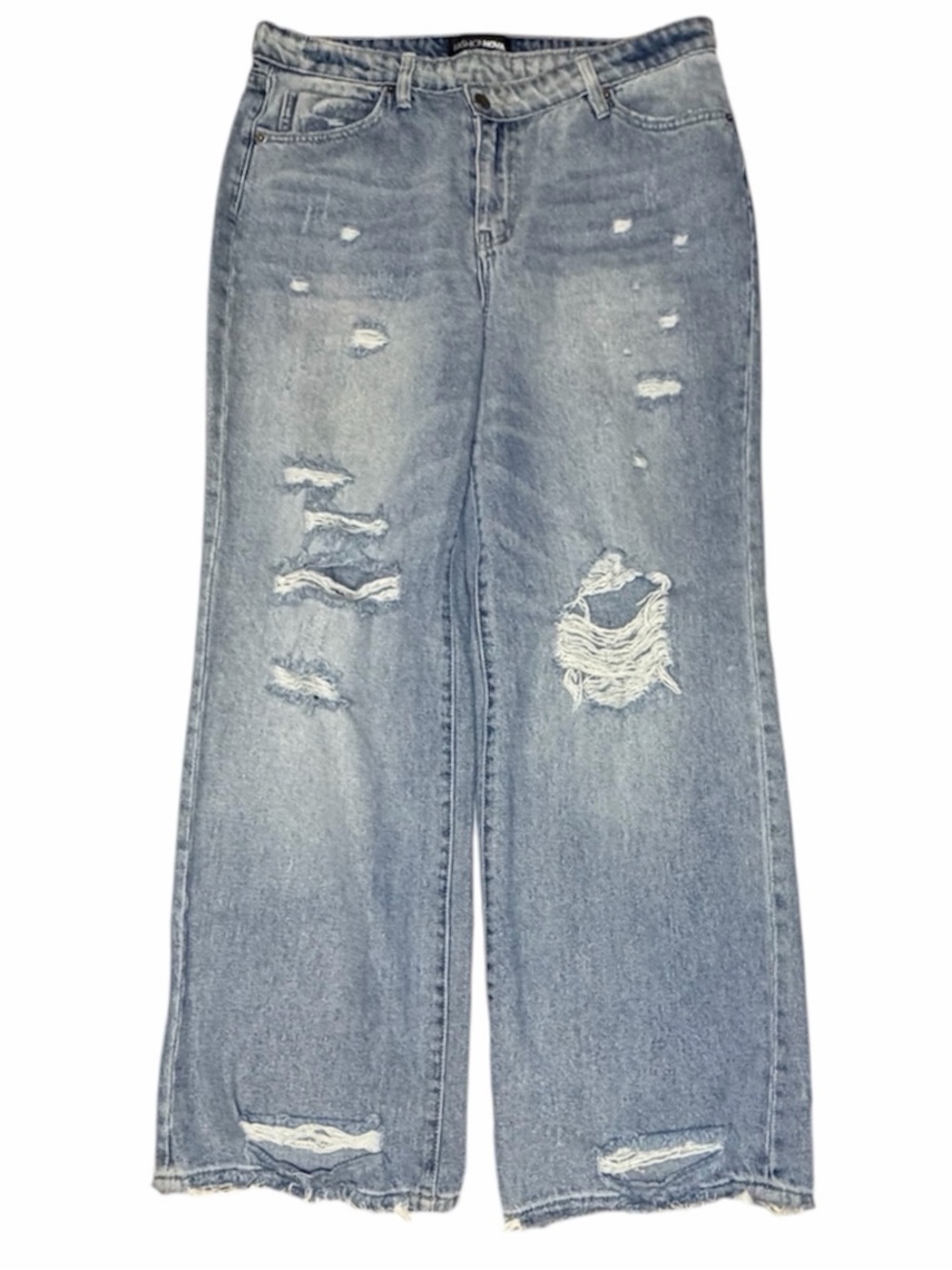 Fashion Nova Size 13‎ Distressed Light Wash Wide Leg Baggy Jeans